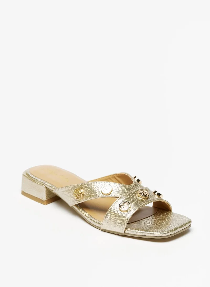 Flora Bella Metal Stud Embellished Strap Slide Sandals