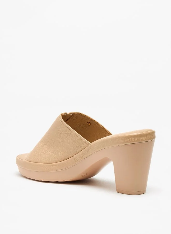 Flora Bella By Shoexpress Solid Slip-On Sandals with Block Heels