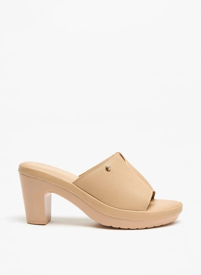 Flora Bella By Shoexpress Solid Slip-On Sandals with Block Heels