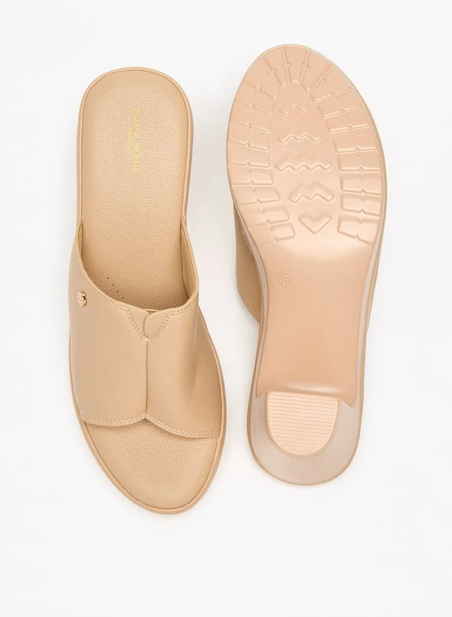 Flora Bella By Shoexpress Solid Slip-On Sandals with Block Heels