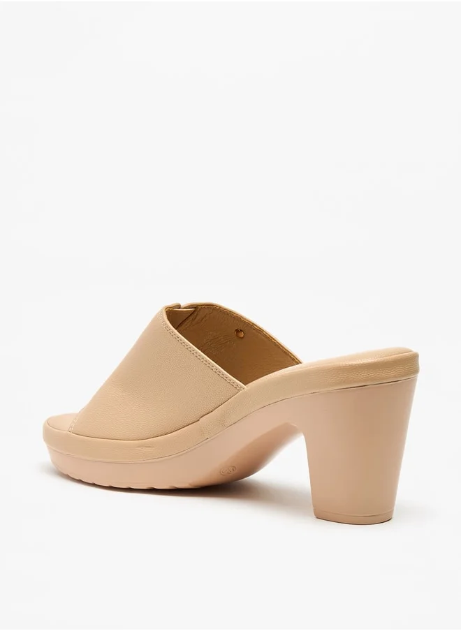 فلورا بيلا من شو إكسبرس Solid Slip-On Sandals with Block Heels