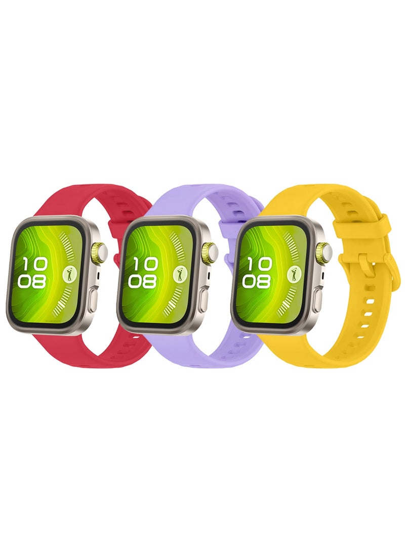 3Packs Wristband for Huawei Watch Fit 3/Fit 4/Fit 4 Pro Bands, Silicone Bracelet Quick Release Arm Band, Replacement Smartwatch Band Quick Release Sport Straps - 3 Colours - Image 3