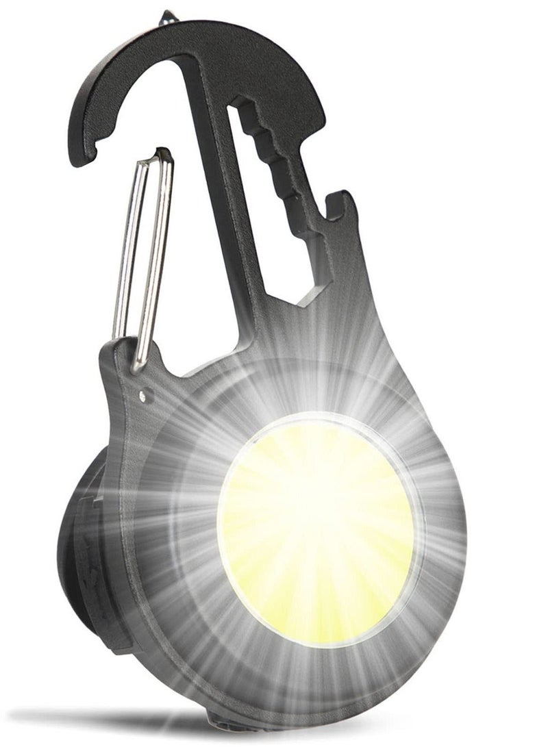 Mini Cob Led Flashlight Keychain, High Lumens Portable Rechargeable Light Right Light Keychain Compact Led Light Rechargeable Flashlight 4 Light Modes with Collapsible Bracket and Strong Magnet - Image 1