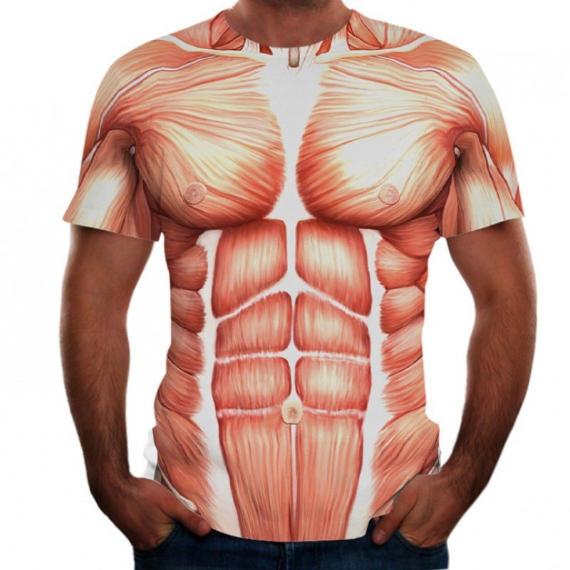 Wholesale 3D printing T-shirt foreign trade summer new wholesale creative tattoo muscle t-shirt men's short-sleeved top European size TX-JR05 XXL - Image 2