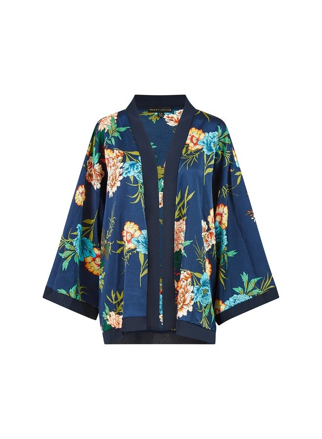 MELA LONDON Floral Print Satin Kimono - Image 1