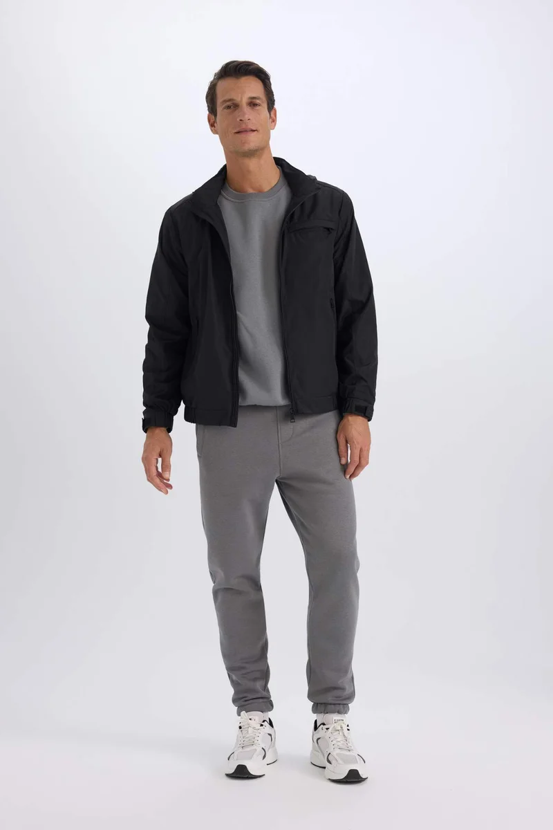 ديفاكتو Regular Fit Stand Collar Cotton Lined Zippered Waterproof Jacket