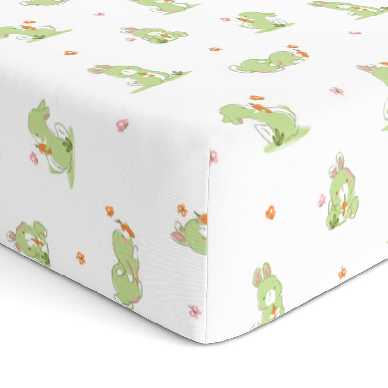 The White Cradle Cotton Baby Crib Fitted Bed Sheets for Cot Organic Twill Fabric Baby Bedding for New Born Infants Toddlers 52x28 Pack of 1 The White Cradle White Bunny