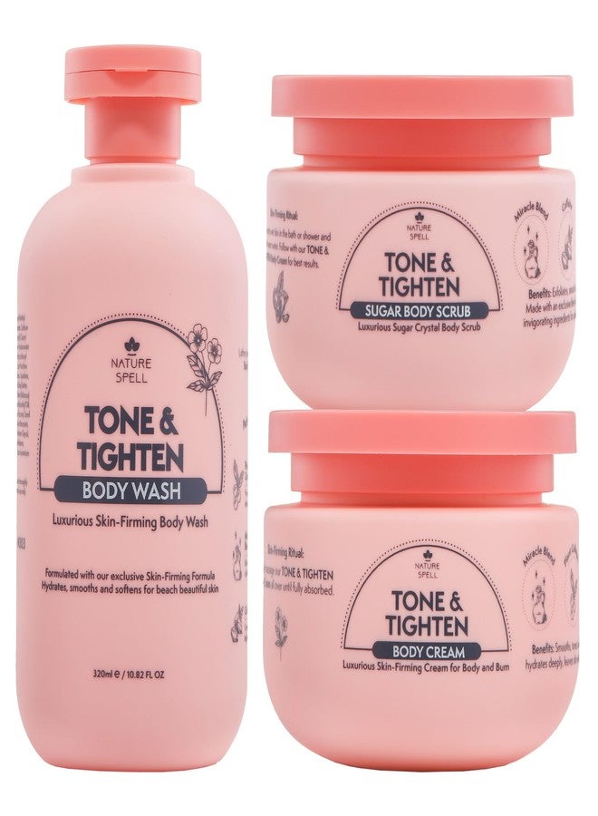 Nature Spell Tone & Tighten Skin Firming Gift Set - Body Wash, Scrub & Body Cream - Skin-Firming Trio Infused with Hyaluronic Acid, Ginseng Extract & Plant Collagen - Image 1