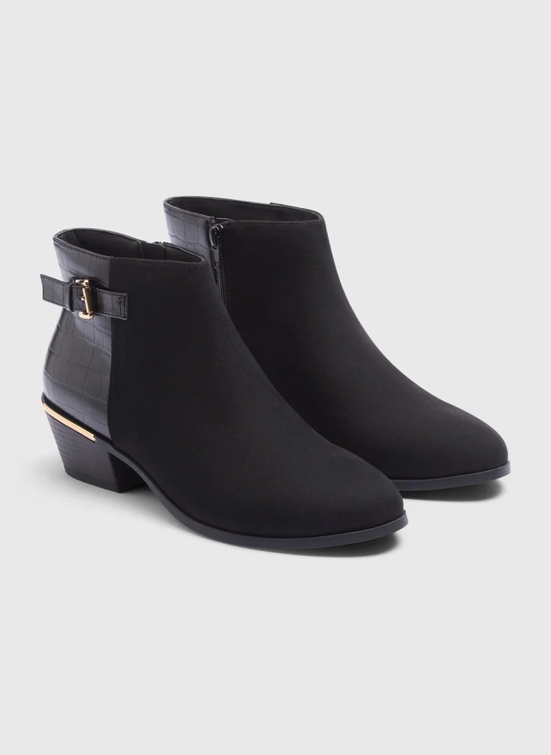 Matalan Black Heeled Croc Boots