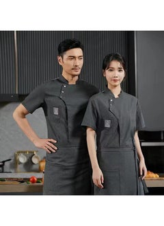NIBEMINENT Summer Hotel Chef Overalls Men's Clothing Handsome Short Sleeve Western Restaurant Kitchen Cook Clothes  - Image 1