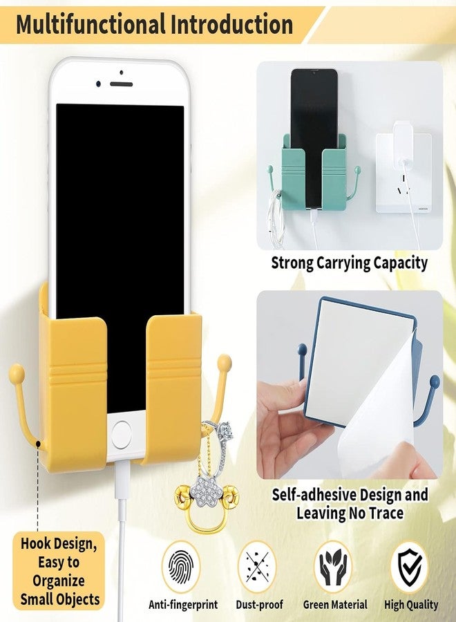 Prostuff.in حامل جداري لاصق ملون للهواتف المحمولة وأجهزة التحكم عن بعد من Prostuff.in®، مزود بخطاف وفتحة لشحن الهاتف، صندوق تخزين متعدد الاستخدامات لغرفة النوم والمطبخ والحمام والمكتب، عبوة من 4 قطع - Image 5