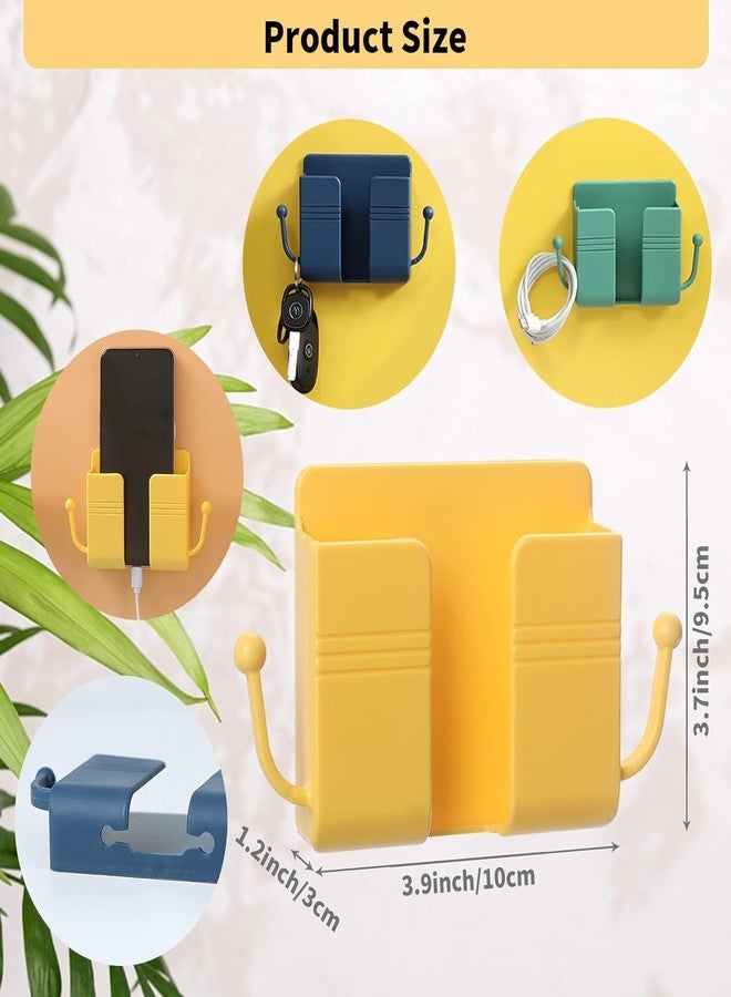 Prostuff.in حامل جداري لاصق ملون للهواتف المحمولة وأجهزة التحكم عن بعد من Prostuff.in®، مزود بخطاف وفتحة لشحن الهاتف، صندوق تخزين متعدد الاستخدامات لغرفة النوم والمطبخ والحمام والمكتب، عبوة من 4 قطع - Image 4