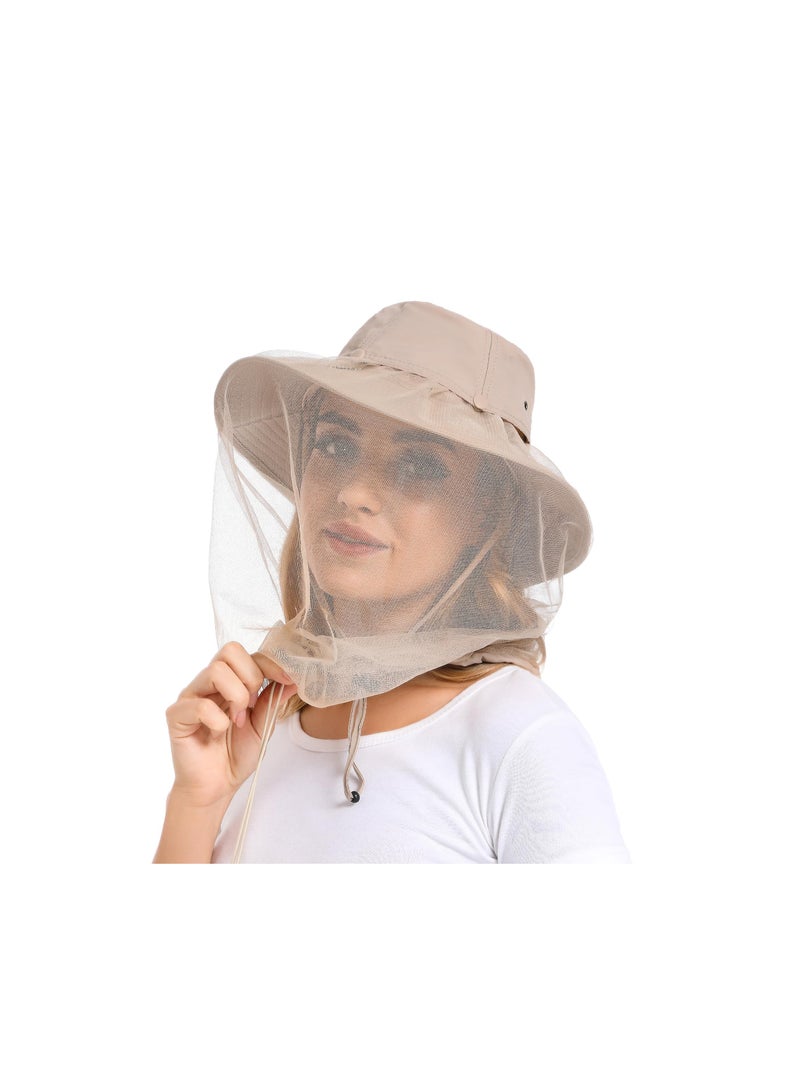 KASTWAVE Head Net Hat for Women and Men Sun Protection Bucket Hat Fishing Hat with Hidden Netting Mesh Bucket Hat for Outdoor Fishing Beekeeping - Image 1