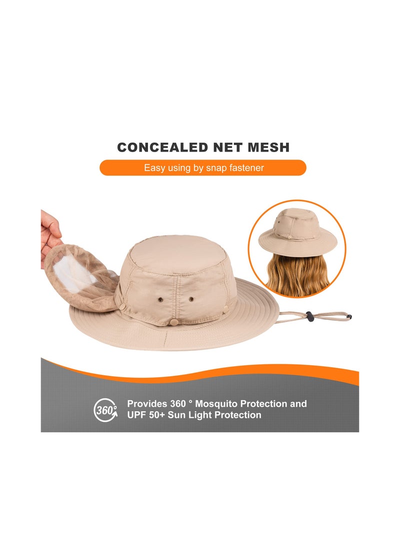 KASTWAVE Head Net Hat for Women and Men Sun Protection Bucket Hat Fishing Hat with Hidden Netting Mesh Bucket Hat for Outdoor Fishing Beekeeping - Image 5