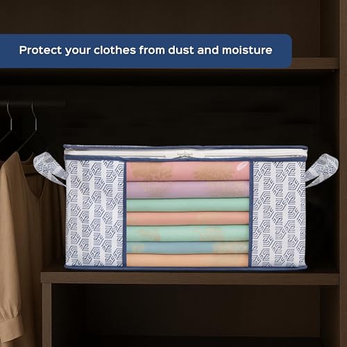 Homestrap Set of 3 Heavy-Duty Clothes Storage Bag – 30L Capacity | Moistureproof & Dustproof Saree Cover Bags | Ideal Wardrobe Organizer for Sarees, Suits, Shirts, Kurtis & More – White - Image 5