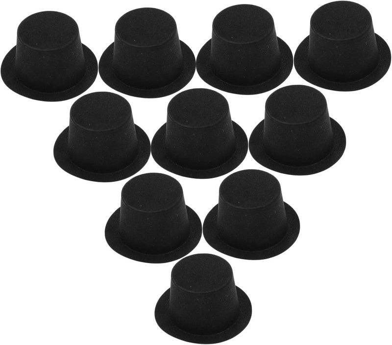 10pcs Miniature Plastic Top Hats for Dolls Christmas Holiday Craft Decorations Snowman Props Charming Home Decor Hats - Image 1