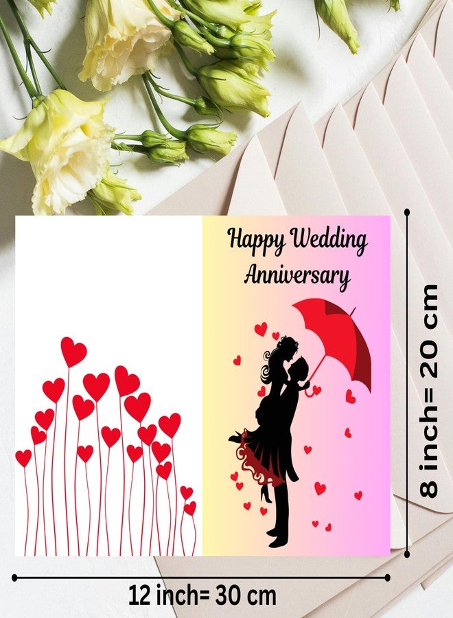 BenignCraft Happy Wedding Anniversary Greeting Card with Envelope, Romantic Design, 20x30 cm, Blank Inside (couple) - Image 2