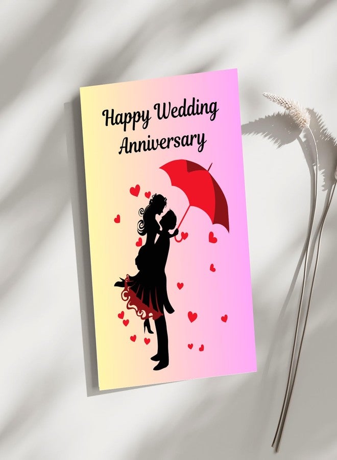 BenignCraft Happy Wedding Anniversary Greeting Card with Envelope, Romantic Design, 20x30 cm, Blank Inside (couple) - Image 1