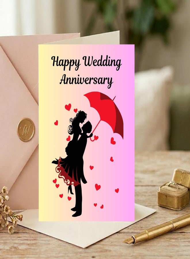BenignCraft Happy Wedding Anniversary Greeting Card with Envelope, Romantic Design, 20x30 cm, Blank Inside (couple) - Image 3