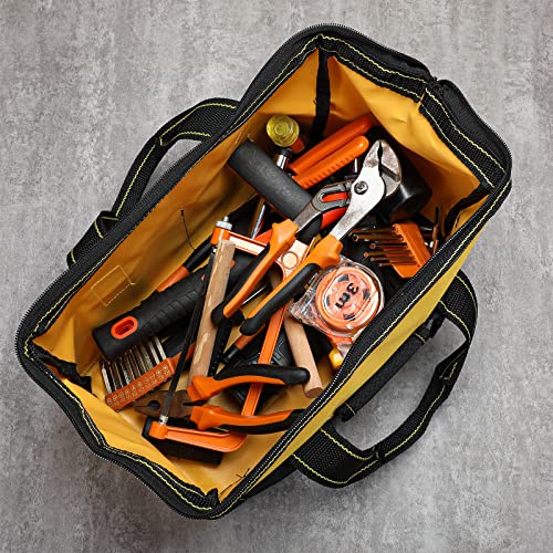 Sanwuta 3 Pack Tool Bag for Men with Waterproof Hard Bottom, Heavy Duty Tool Bag Wide Mouth Tote for Various Instrument, Electrician Carpenter Mechanic(13 Inch,Blue, Red, Yellow) - Image 5