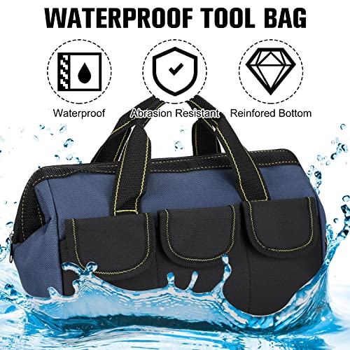 Sanwuta 3 Pack Tool Bag for Men with Waterproof Hard Bottom, Heavy Duty Tool Bag Wide Mouth Tote for Various Instrument, Electrician Carpenter Mechanic(13 Inch,Blue, Red, Yellow) - Image 4