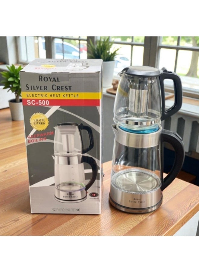 Royal Silver Crest Electric Heat Kettle SC-500 Dual Capacity 1.5L + 2.8L With Keep Warm & Boil Function - Image 2