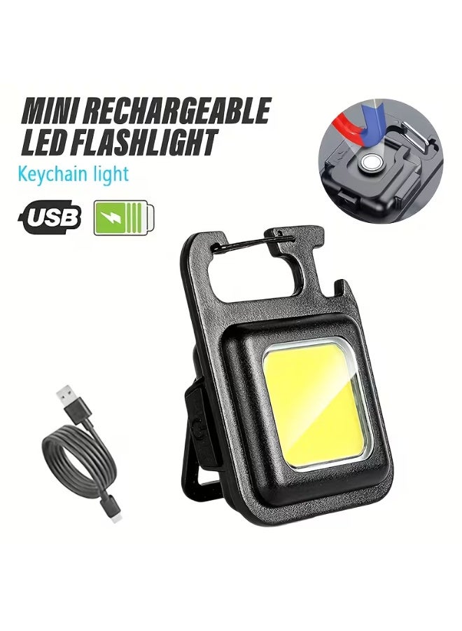مصباح يدوي صغير متعدد الوظائف قابل لإعادة الشحن يُعلق على سلسلة المفاتيح - Image 1