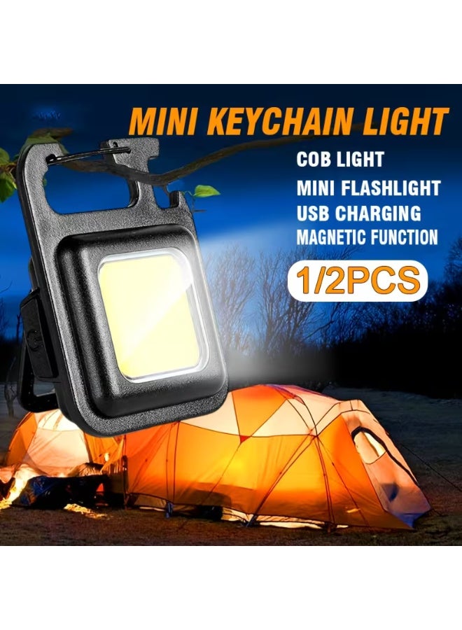 مصباح يدوي صغير متعدد الوظائف قابل لإعادة الشحن يُعلق على سلسلة المفاتيح - Image 3