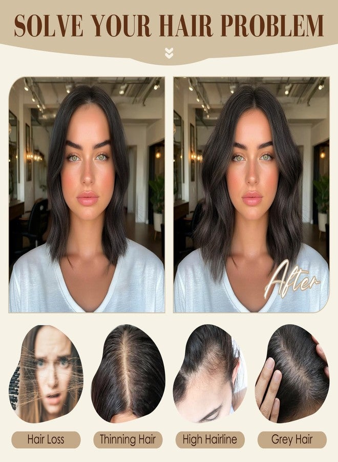 S-noilite Hair Toppers for Women Real Human Hair,10Inch Human Hair Topper 8X11CM Lace Base 360°3D Cover Clip in Topper Hairpieces for Women Daily Wear Natural Black - Image 4