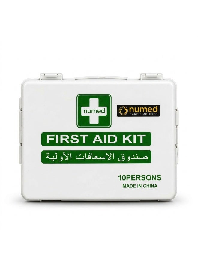 numed Emergency First Aid Kit for 10 People NM61  | Complete Portable Medical Supplies Box for Home, Office, Car, and Travel | Compact & Lightweight Safety Kit