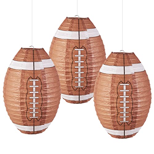 Easy Joy Football Paper Lanterns, Football Birthday Party Decorations,Football Party favors for Outdoor Backyard Sports Game Prizes Football Game Day Easy Joy 3 PCS 12'' - Image 1