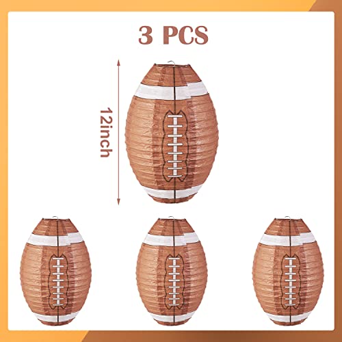 Easy Joy Football Paper Lanterns, Football Birthday Party Decorations,Football Party favors for Outdoor Backyard Sports Game Prizes Football Game Day Easy Joy 3 PCS 12'' - Image 2