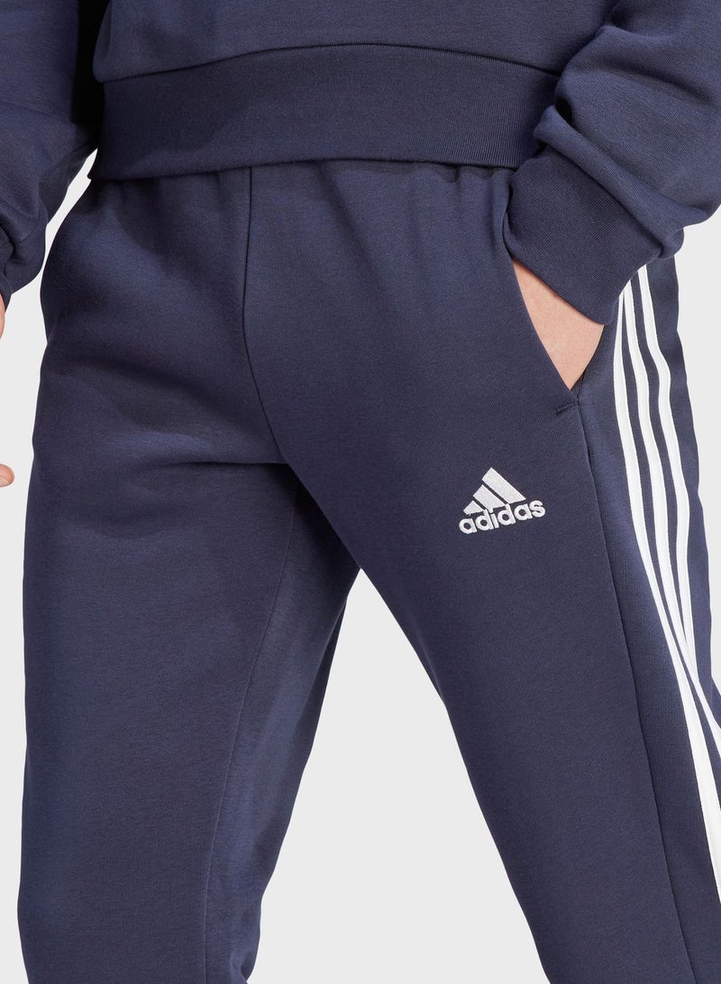 Adidas 3-Stripes Fleece Tapered Cuff Pants - Image 3