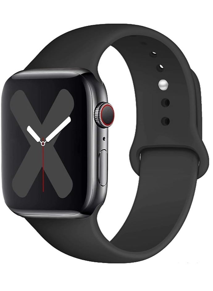 ten.tech Ten Tech Silicone Sport Band for Apple Watch Ultra/Ultra 2 49mm 45mm 44mm 42mm, Waterproof Soft Silicone Sports Band for iWatch Ultra SE 8/7/6/5/4/3/2/1, black - Image 1
