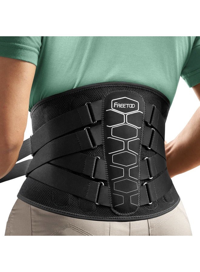 FREETOO دعامة ظهر لتخفيف آلام أسفل الظهر مع نظام البكرة، حزام دعم قطني للرجال والنساء مع وسادة قطنية، تصميم مريح ومواد نسيج ثلاثي الأبعاد ناعمة وقابلة للتنفس، لقرص منزلق، عرق النسا - Image 1