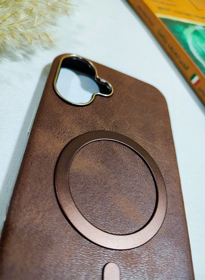 Leather Case CompatibleWith Phone Iphone 16, Supports MagSafe Wireless Charging, Shock-Resistant Cover, Made Of Premium Leather That Acquires A Natural Patina Over Time, Raised Camera Protector Protects The Lens Assembly, With Inner Lining, For Phone Iphone 16 - Brown - Image 5