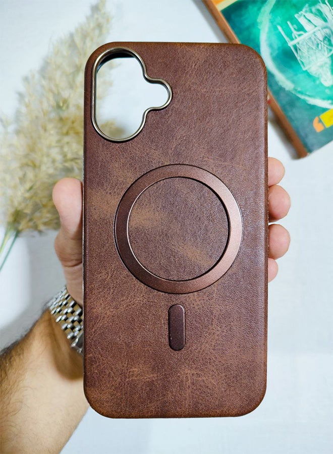 Leather Case CompatibleWith Phone Iphone 16, Supports MagSafe Wireless Charging, Shock-Resistant Cover, Made Of Premium Leather That Acquires A Natural Patina Over Time, Raised Camera Protector Protects The Lens Assembly, With Inner Lining, For Phone Iphone 16 - Brown - Image 3