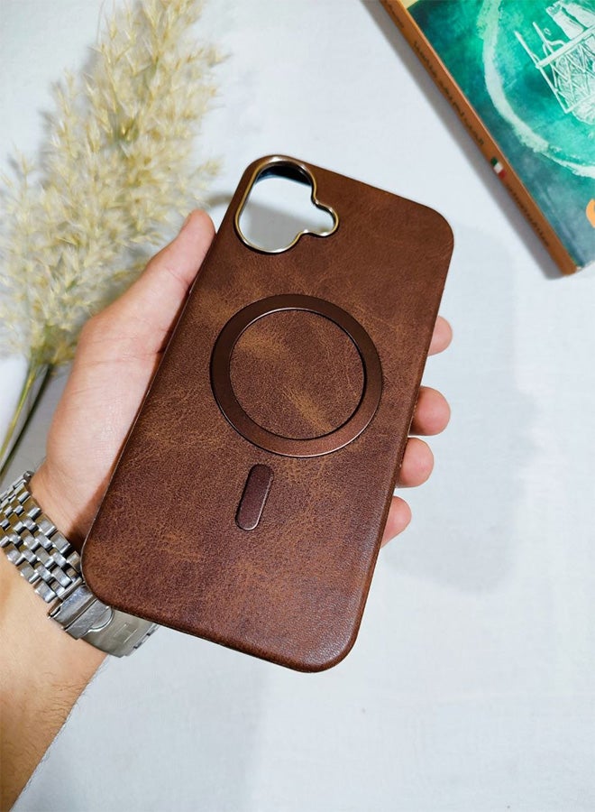 Leather Case CompatibleWith Phone Iphone 16, Supports MagSafe Wireless Charging, Shock-Resistant Cover, Made Of Premium Leather That Acquires A Natural Patina Over Time, Raised Camera Protector Protects The Lens Assembly, With Inner Lining, For Phone Iphone 16 - Brown - Image 2