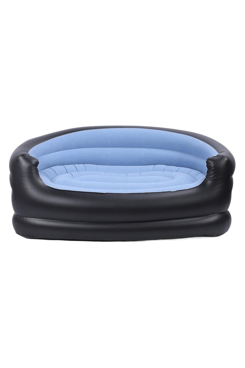 فيند كرسي استرخاء مزدوج قابل للنفخ محمول من FEND مع مضخة هواء للاستخدام الداخلي والتخييم في الهواء الطلق، أزرق - Image 1