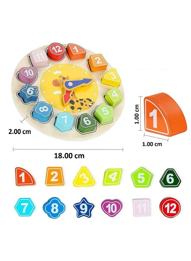Smoneo - Wooden Shape Color Sorting Clock Teaching Time Number Blocks Stacking Sorter Simple Patterns Puzzle Montessori Early Learning Educational Toy Gift For 3 Year Old Toddler Baby Kids - Image 1