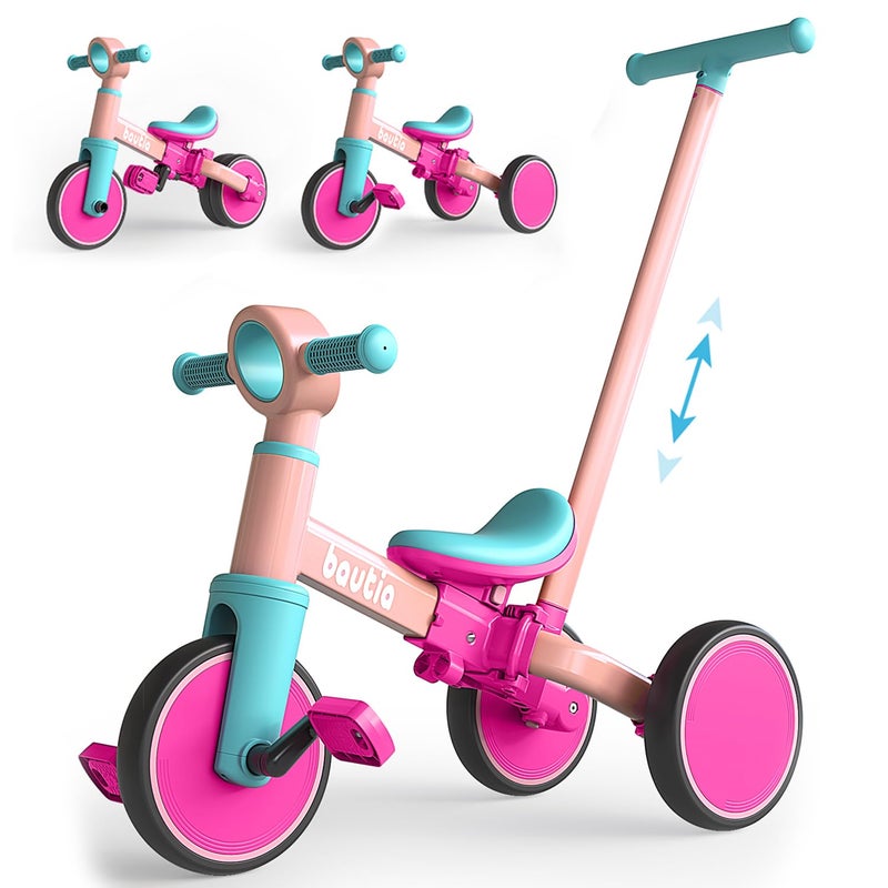 Bautia Kids Tricycle with Push Handle for Toddlers 14 Years Old Boys Girls Gift 5 in 1 Baby Balance Bike for Toddlers 13 with Removable Pedals No Parent Steering Version - Image 2