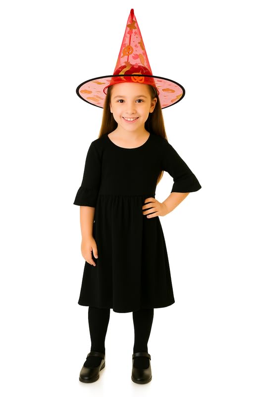 YUPPIN Red Witch Hat with Golden Print – Fancy Halloween Costume Hat for Kids & Adults Party Cosplay - Image 5