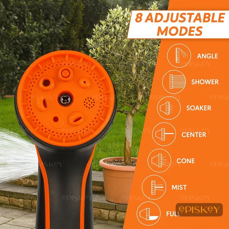 Episkey Garden Hose Nozzle Spray Gun – 8 Adjustable Modes | High Pressure Water Spray Gun with Comfort Ring Handle, Leak-Proof, Rust-Free, for Car Wash, Plants & Lawn Watering (E_DOLPHIN) - Image 4