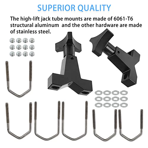 YESHMA High-Lift Jack Tube Mount 1-2.5" (Round/Square) Compatible with Tube Bumpers,Bull Bars,Roll Cages and Roof Racks (Black) - Image 2