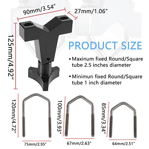 YESHMA High-Lift Jack Tube Mount 1-2.5" (Round/Square) Compatible with Tube Bumpers,Bull Bars,Roll Cages and Roof Racks (Black) - Image 4