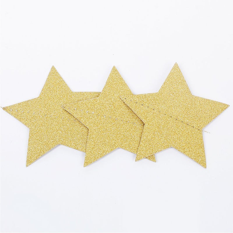 MOWO Star Paper Garland Circle Hanging Decor 3'' in Diameter 10ft (Gold Glitter  2pc) - Image 3