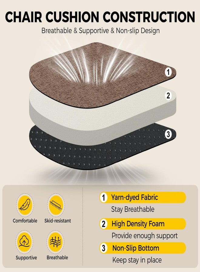 downluxe Indoor Chair Cushions for Dining Chairs, Soft and Comfortable Textured Memory Foam Kitchen Chair Pads with Ties and Non-Slip Backing, 16" x 16" x 2", Brown, 4 Pack - Image 3