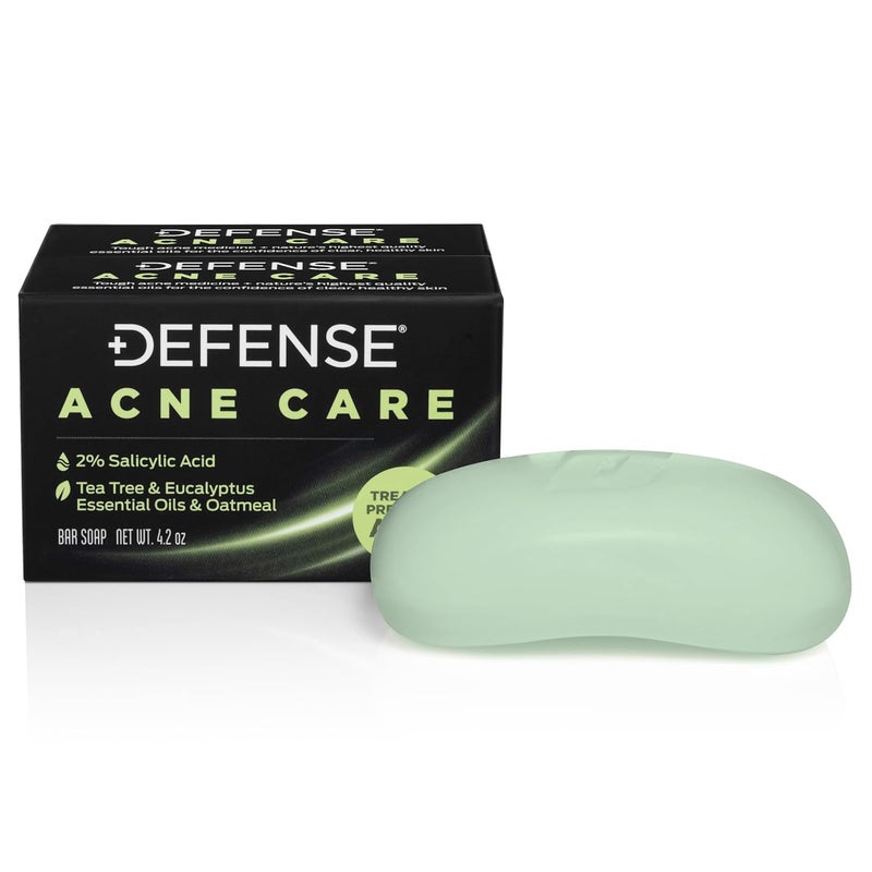 Defense Acne Care Bar Soap 42oz  contains 2 Salicylic Acid Tea Tree  Eucalyptus Essential Oils  Oatmeal Pack of 2