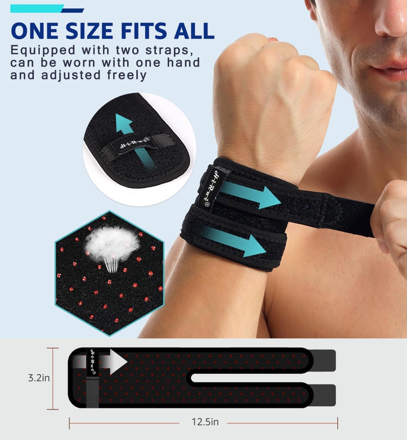HiRui Wrist Brace for TFCC Tears, Adjustable Wristband Wrist Wraps Support for Fitness Weightlifting Tennis Tendonitis Carpal Tunnel Arthritis Pain Relief, One Size Adjustable (Black, 1 Pack) - Image 2