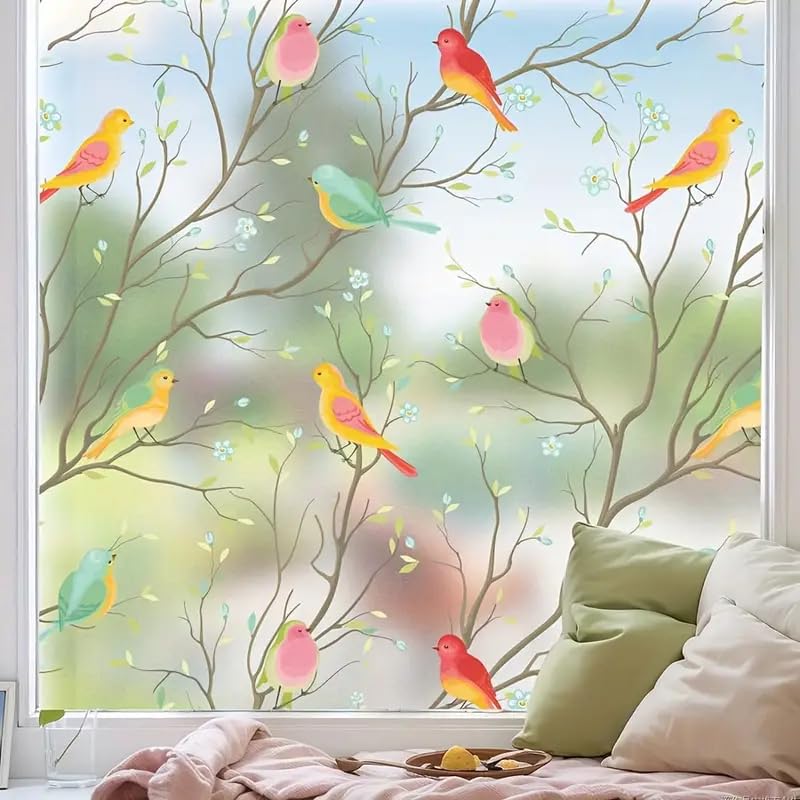 LIVECOOL Window Stickers Frosted UV Window Protection Film for Privacy & Decoration Bathroom Home Office Kitchen (24" x 48" Inch, Birds) - Image 5
